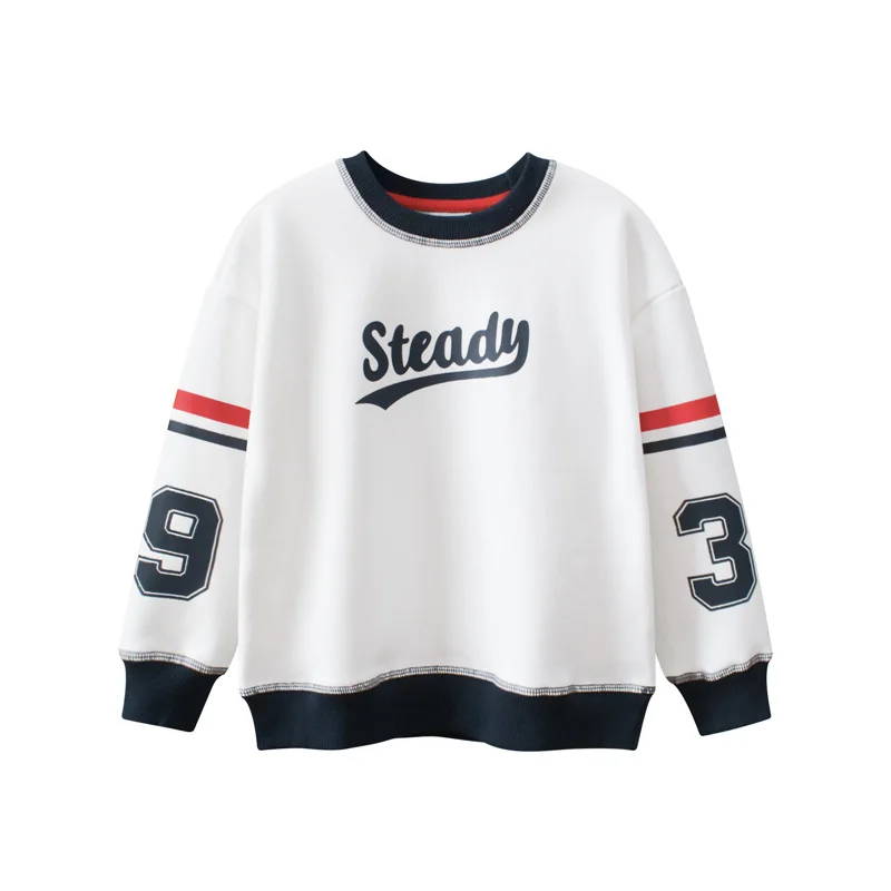 

New 2024, boys in the spring and autumn winter printed lettering pullover fleece long-sleeved sweater 130-140-150-160-170