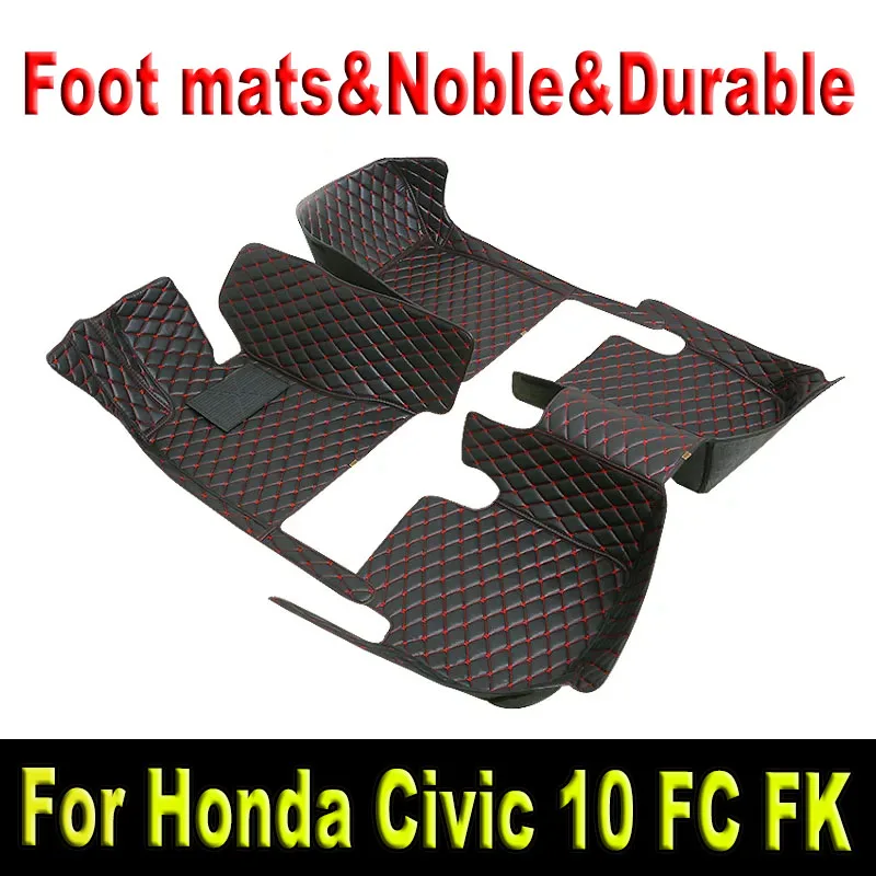

Car Floor Mats For Honda Civic X 10 FC FK 2016~2021 Rugs Leather Floor Mat Carpets Interior Parts Waterproof Pad Car Accessories