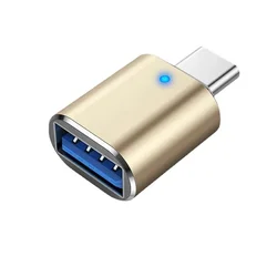 Versatile LED USB - C to USB 3.0 OTG Adapter for Efficient Data Transfer (Gold)