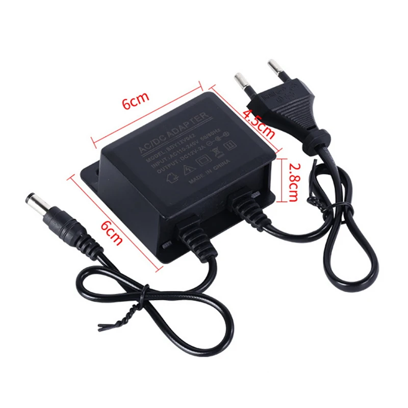 Waterproof Power Adapter - 12V 2A DC for Security Devices, Universal AC Input