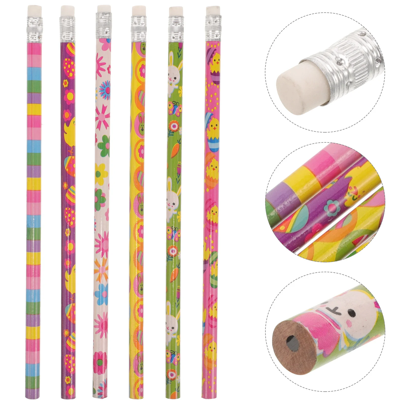 

24 Pcs Easter Pencil with Eraser Painting Pencils Students Hen Drawing School Writing Party Wooden