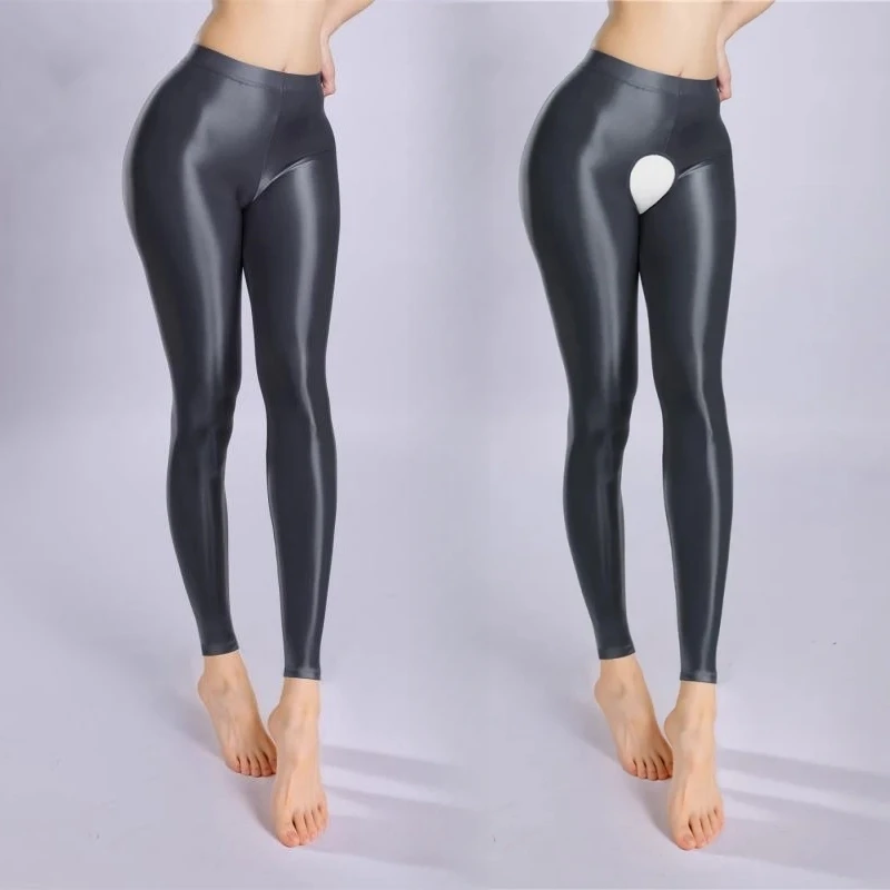 Glatte Satin-Öl-glänzende sexy Leggings für Damen, knöchellange Bleistifthose, hoch dehnbare Pole-Dance-Strumpfhose, Clubwear, Yoga-Strumpfhose – Detail 5