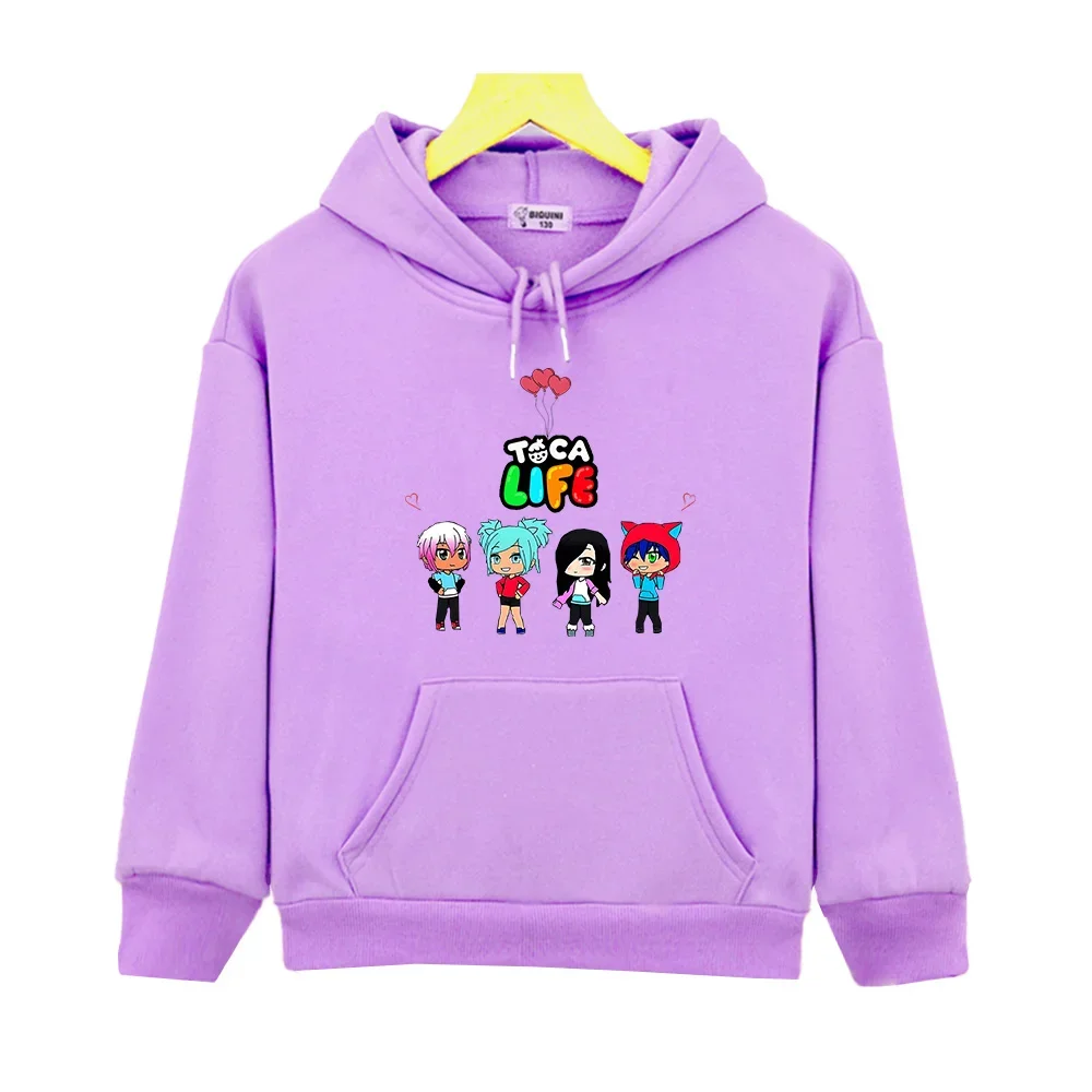 

Toca Life World Manga Print Hoodies Long Sleeve Children Cartoon Sweatshirt Autumn/Winter Warm Fleece Pullovers Boys and Girls