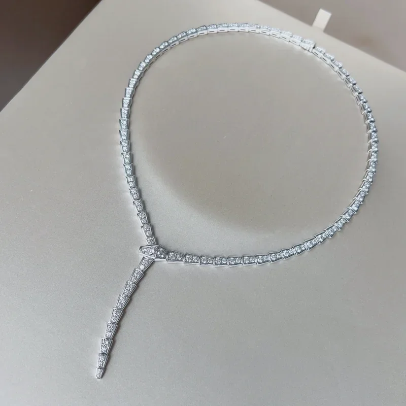 

SFE 925 Sterling Silver High Quality Fashion Exquisite Snake Bone Necklace Women'S Quality Collarbone Collar Luxury Jewelry