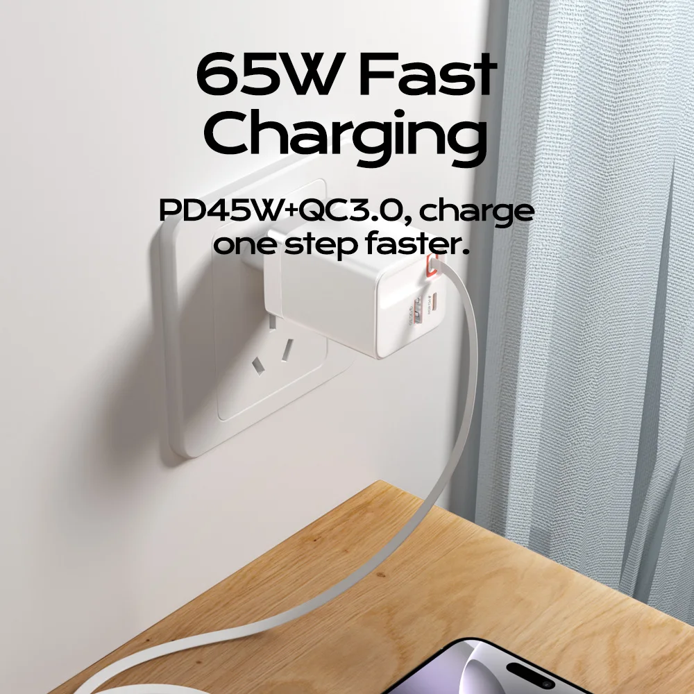 High-Power USB Charger with Telescopic Cable