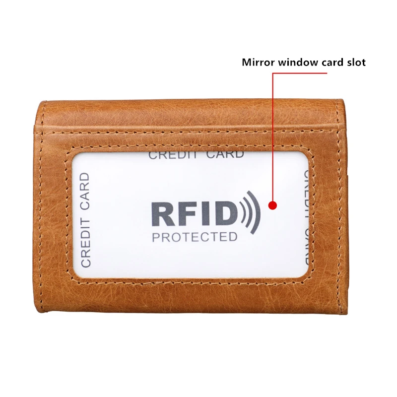 Anti-magnetic Retro Unisex Card Holder Multi-card Genuine Leather Wallet with Snap Multifunctional 2 Fold Coin Purse with Zipper