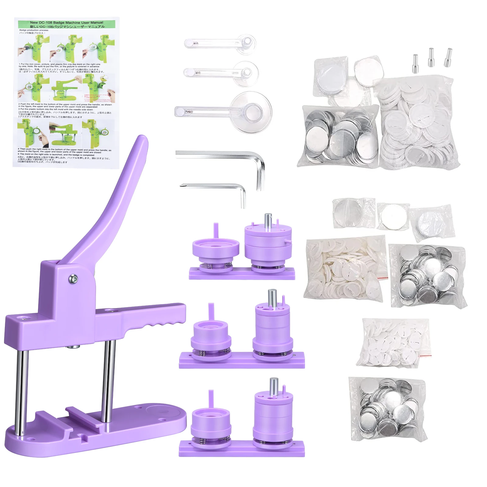 Badge Machine Maker Kit DIY Badge Pin Maker Circular Cutter Button Maker 300PCs 25mm 32mm 58mm badge maker button maker machine