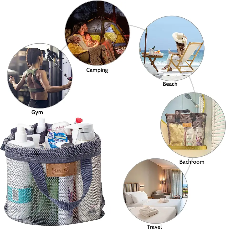 2 Borse Portaoggetti In Rete Per Doccia – Organizer Da Viaggio Con Cerniera E Manico, Da Appendere, Per Bagno, Palestra, Spiaggia E Dormitorio, 28,6 X 39 Cm - 2