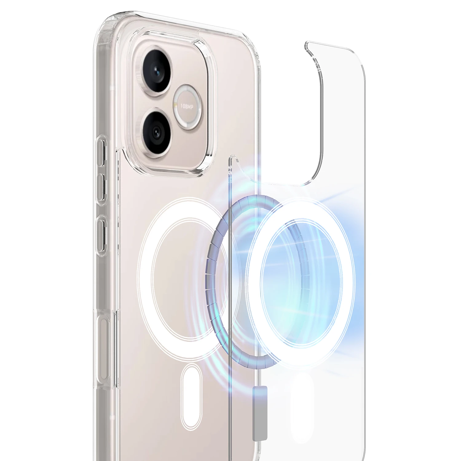 Shockproof Transparent Acrylic Back Case - Magnetic PC Hard Protective Cover