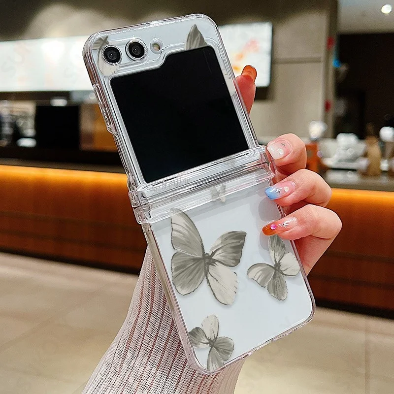 Butterfly Pattern Transparent Hard PC Folding Cover