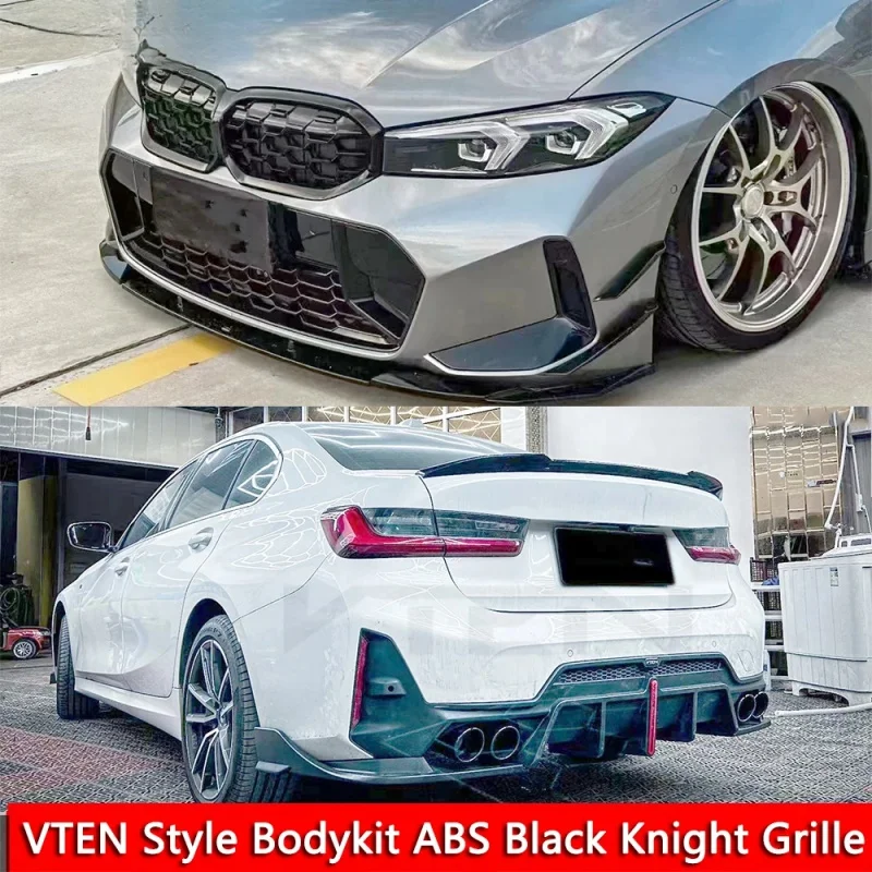 

For BMW 3 Series G20 G28 LCI modified VTEN style body kit Knight grille front lip side skirt rear spoiler diffuser 2023 2024