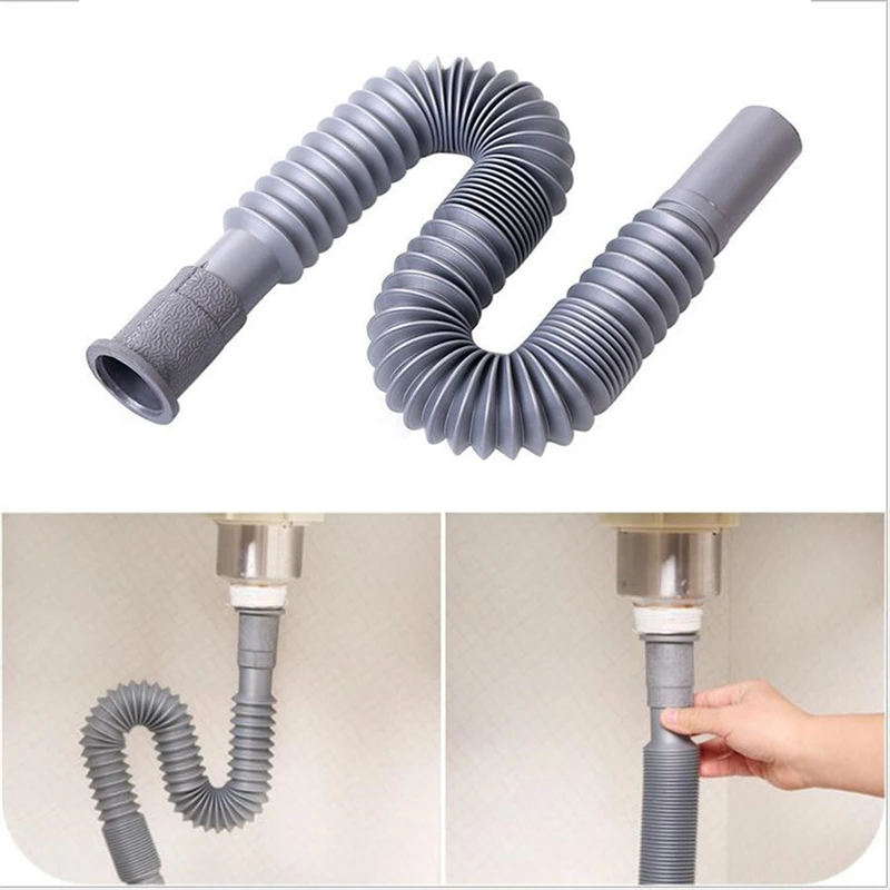 Wash Basin Downpipe Sewer Pipe Thickened Telescopic Water Pipe Corrugated Plastic Drain Sink Deodorant Retractable Plastic Hose