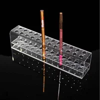 Clear 24 Slots Acrylic Eyeliner Lip Liner Pencil Holder Makeup Display Stand Organizer Makeup Brushes Shelf Cosmetic Storage Box 2