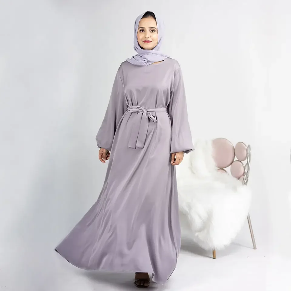 Ramadan Satin Abaya Muslim Dress Turkey Simple Abayas for Women Dubai Luxury African Dresses Islamic Clothing Kaftan Hijab Robe