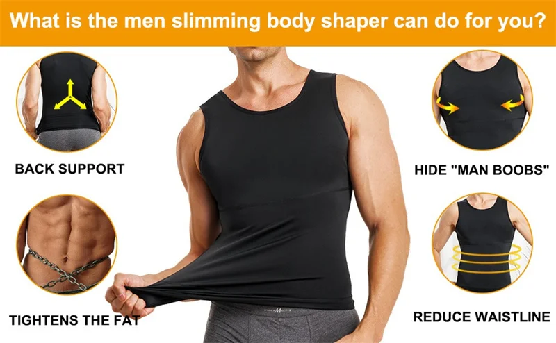 Description Picture 3 of itemMen's Compression Tummy Control Body Shaper Tank Top Vest Undershirt Tops All Season Shaping Sweatshirt