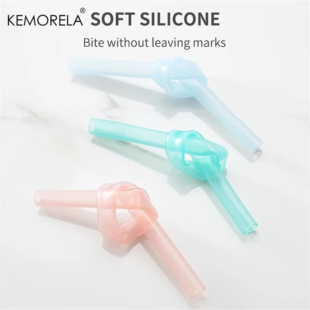 Set of 6 Reusable Transparent Silicone Straws with Cleaning Brush - Eco-Friendly Party Accessory