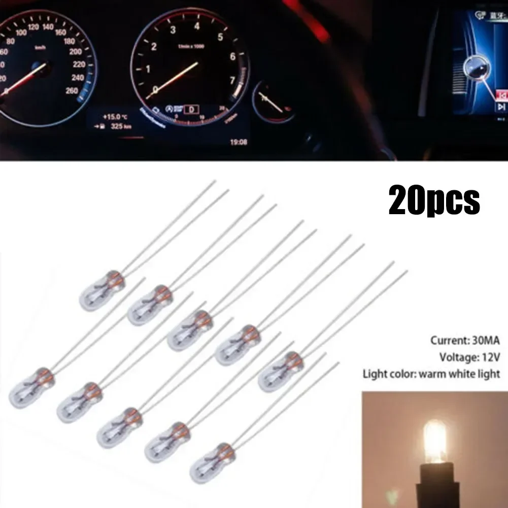 Car Dashboard Lamp Bulb 20pcs Miniature 12V Lamp Light Bulb Edison Incandescent Filament T3 Halogen Bulb