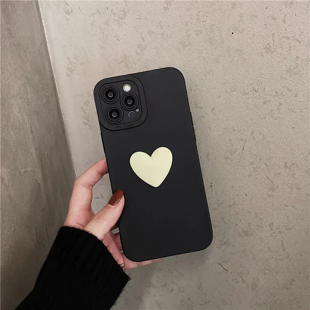 Funda de teléfono suave con forma de corazón de amor en color rojo vino 3D mate para iPhone 12 11 13 14 Pro XS Max XR 7 8 plus, bonita funda trasera de silicona
