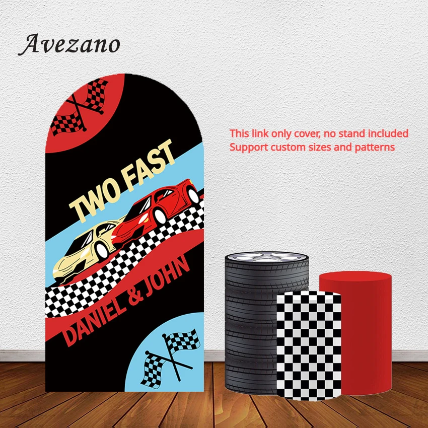 

Avezano Race Car Backdrop Arch Wall Covers Pedestal Cylinder Stand Cover Elastic Fabic Kids Birthday Decor Background Customized