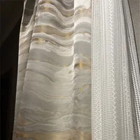 European Luxury Gold Thread Marble Texture Jacquard High-Precision Thickened Curtains For Living Room Bedroom Study Kitchen 2