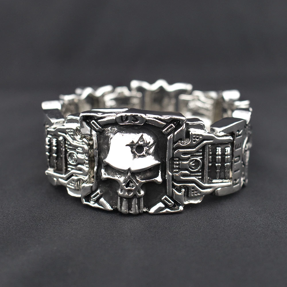Vintage Charm Skull Bracelet Punk Hip Hop Rider Bracelet for Men Boy Gift High Quality US Street Motorcycle Jewelry Dropshipping - Image 3