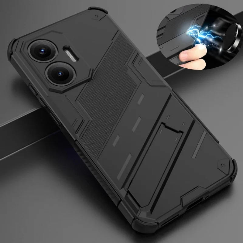 Magnetic Armor Shockproof Stand Phone Case with Car Mount Feature - Enhanced Protection Back Cover
