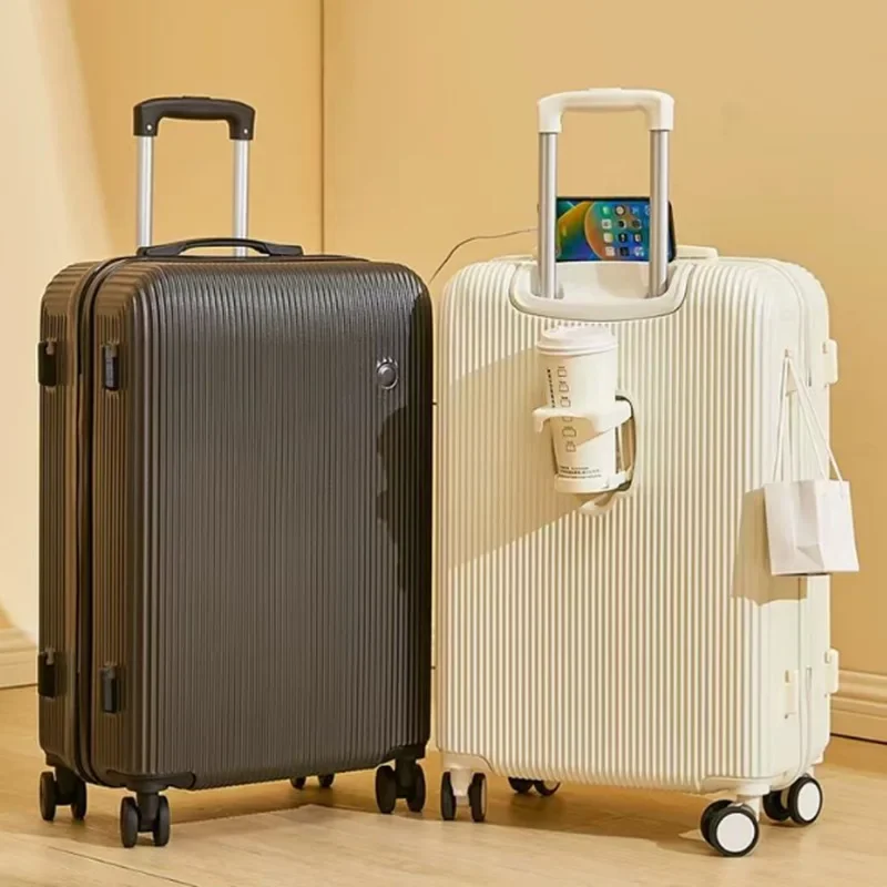 

Багажник большой емкости 20 дюймов, Дорожный чемодан унисекс, школьная тележка, USB-зарядка, универсальное колесо с держателем для чашки