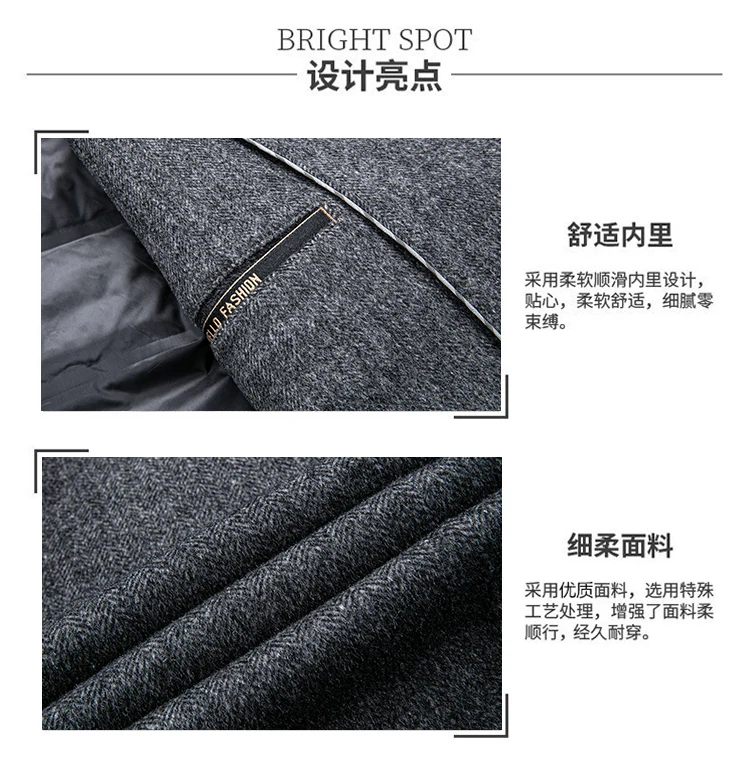 Klassische Herren-Wollmäntel, verdickt, warm, 2022, Winter, lässig, Daunenfutter, abnehmbare Wolle, Windjacke, Oberbekleidung, Puffermantel – Detail 5