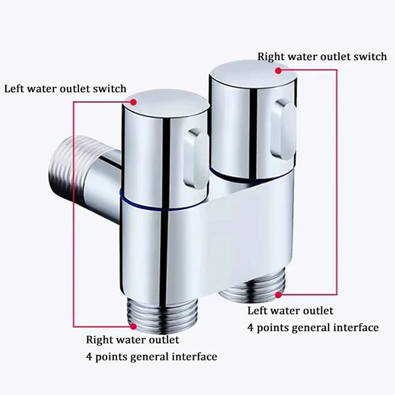 Zinc Alloy Angle Valve Wall Mount Toilet Bidet Sprayer Set One In Two Out Water Cleaning Sprayer for Bathroom Toilet Accessories