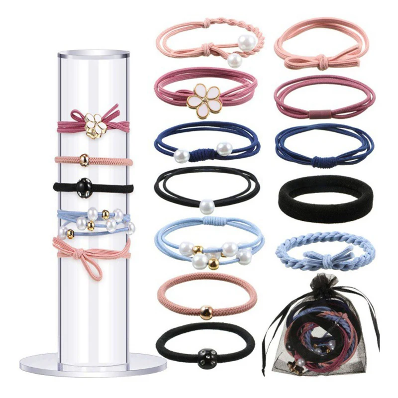 

Acrylic Scrunchie Holder StandGirl Clear Scrunchy Tower Hair Tie Organizer Holder Jewelry Bracelet Watch Display Stand Bar Rack