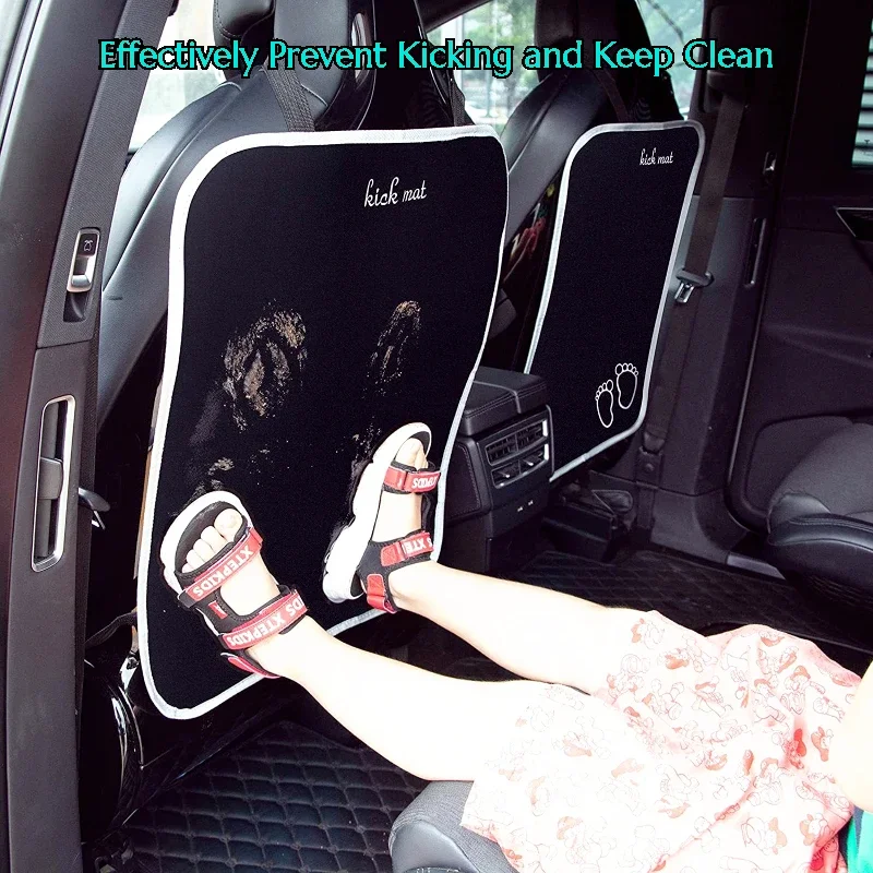 Car Kick Mat Baby Kids Anti-Kick Mat Pad Car Seat Protector Black Back Seat Cover for Child Waterproof Protection 1 Pack