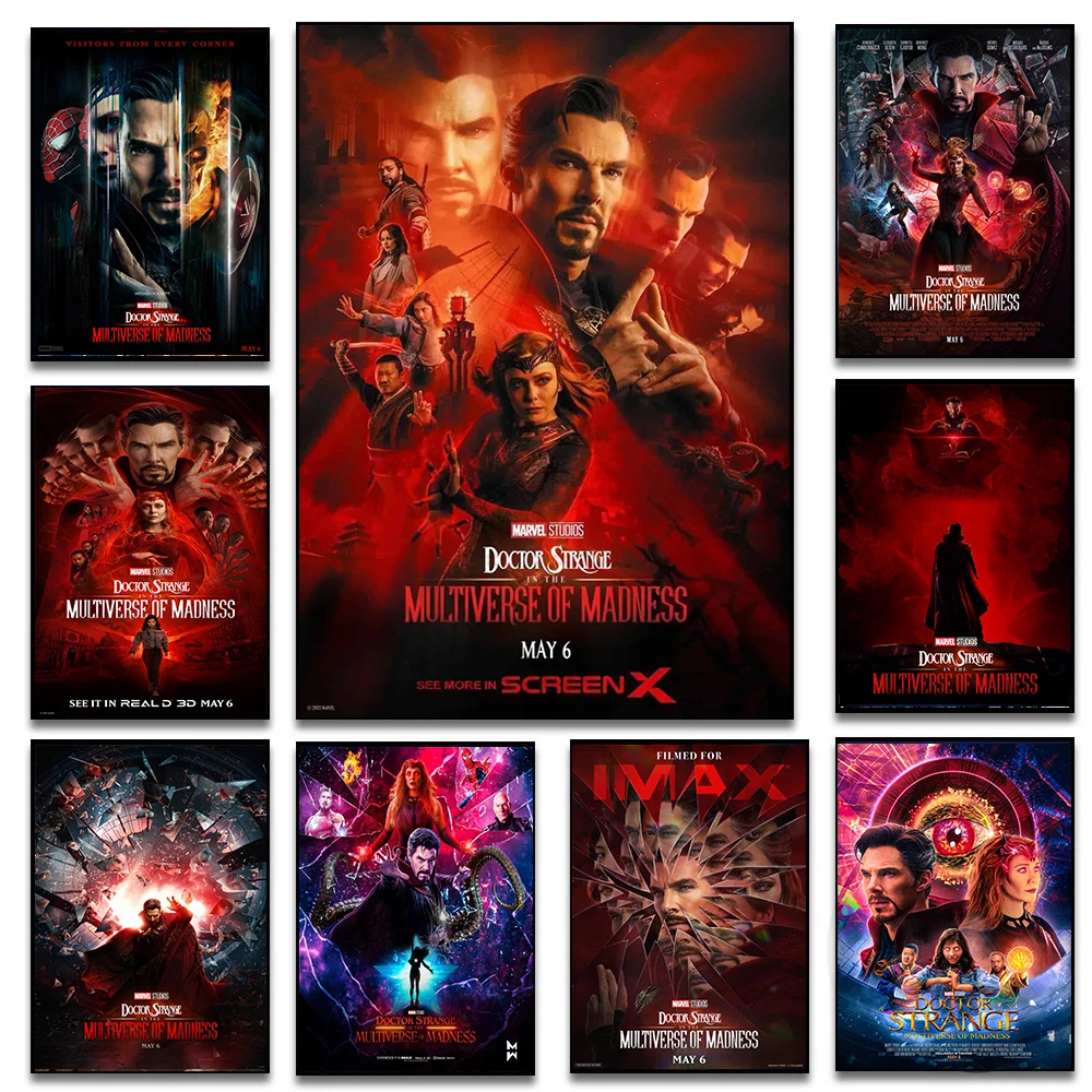 Новинка 2022 Marvel фильм Доктор Странный в мультфильме безумия плакат Картина на