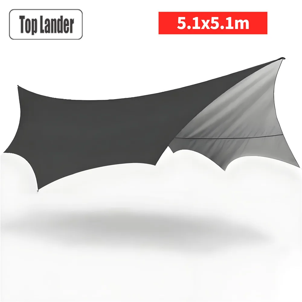 5.1x5.1m Large Camping Tarp Waterproof Octagon Butterfly Outdoor Sun Shelter Awning Tent Shade Sunshade Beach Tourist Canopy