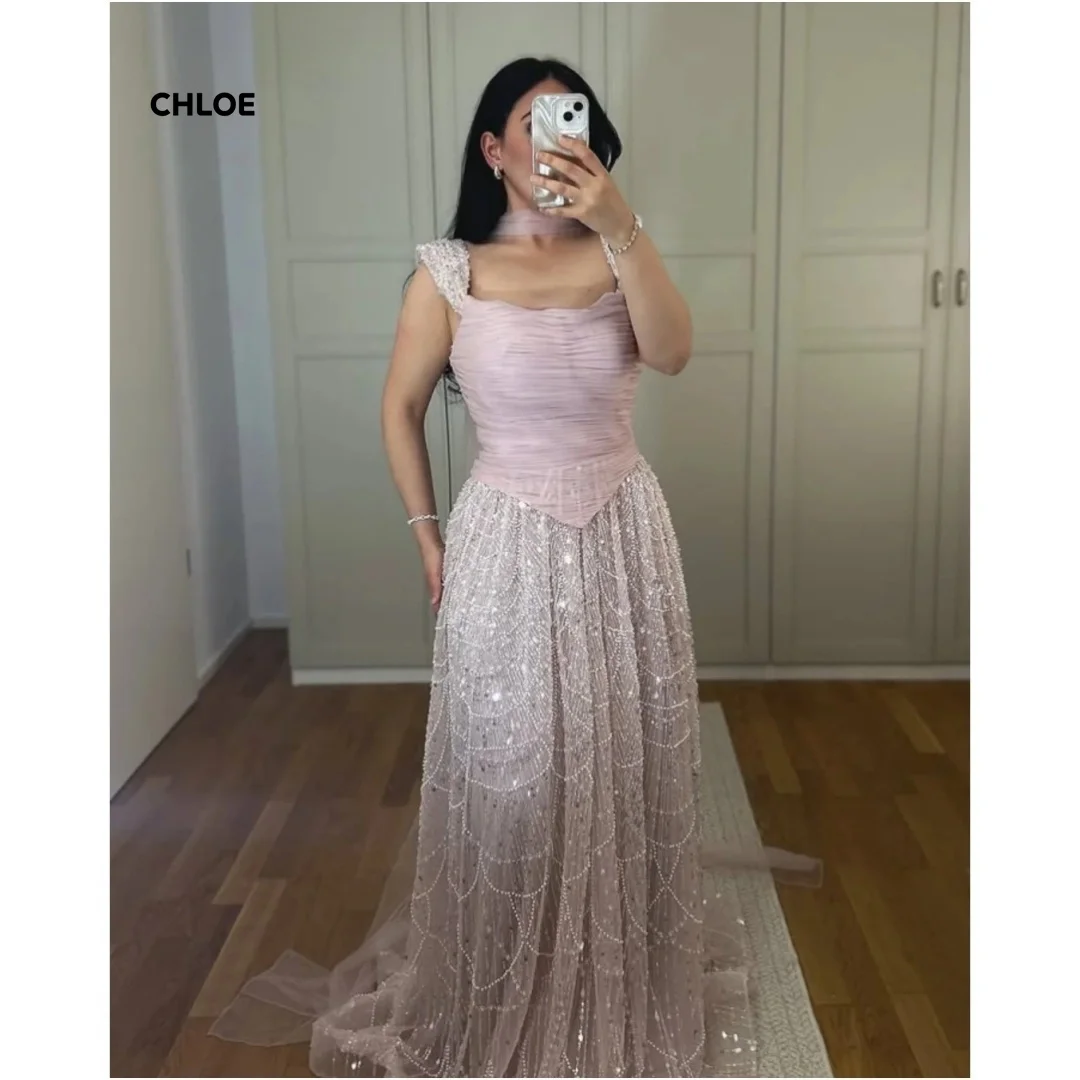 Square Leader Women's Evening Dress Woman Line A Ball Gown Luxury Dress Custom Made Sleeveless Luxury 2025 Dresses Robe Soiree 1