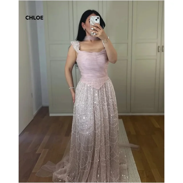 Square Leader Women's Evening Dress Woman Line A Ball Gown Luxury Dress Custom Made Sleeveless Luxury 2025 Dresses Robe Soiree 1