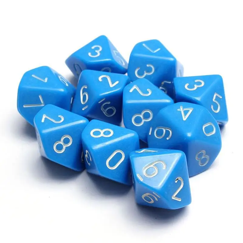 10 Face Dice 0-9 Digital Dice Running Group Board Game Literacy Color Children's Teaching Supplies for Dnd 10Pcs/set