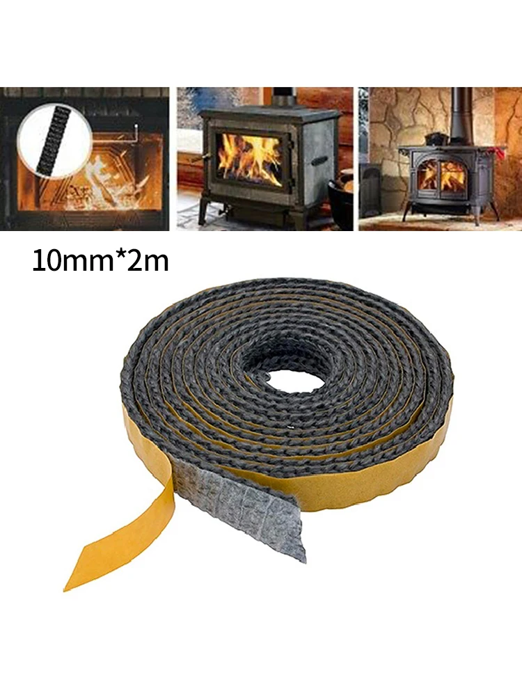 Fire Cord Self Adhesive Glass Seal Resilient Black Fiberglass Low Thermal Conductivity Home Practical Replaceable
