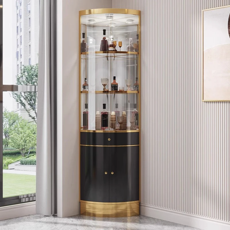 Showcase Corner Display Cabinet Coffee Shelves Decoration Home Bar Cabinet Open Storage Witryna Szafka Szklana Bar Furniture