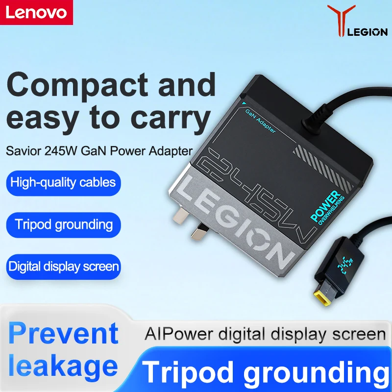Lenovo Ultra-Fast Charger Portable Laptop Charger Lenovo Legion 245W Gan Power Adapter Universal Computer Type-C C to C Cable for Legion Phones Tablets Laptops