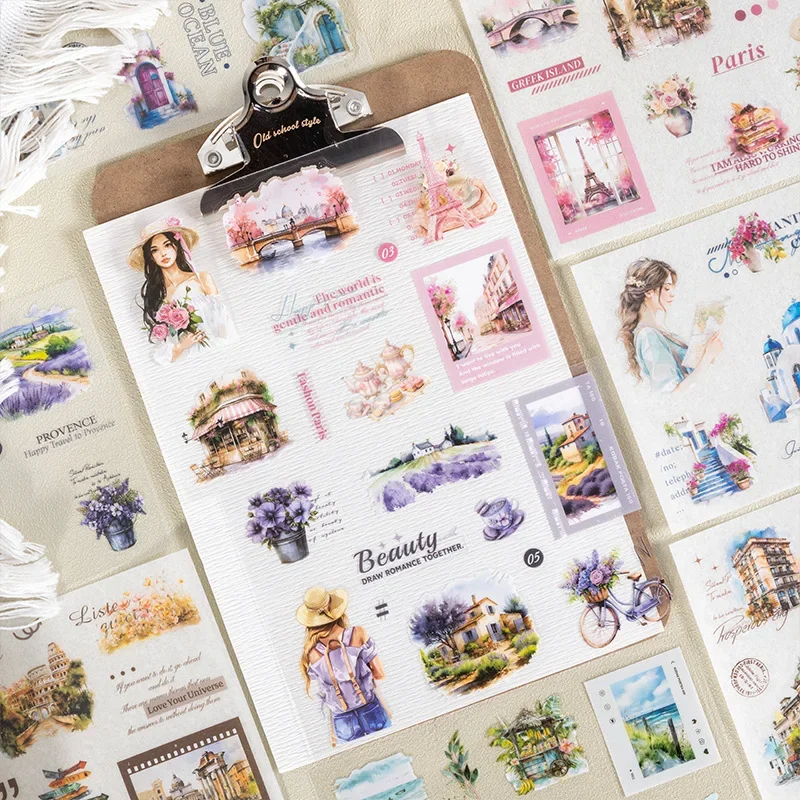 10pcs Package dual material cut mold stickers travel Supplies Planner Diary Material DIY Decorative Scrapbook 157*133mm