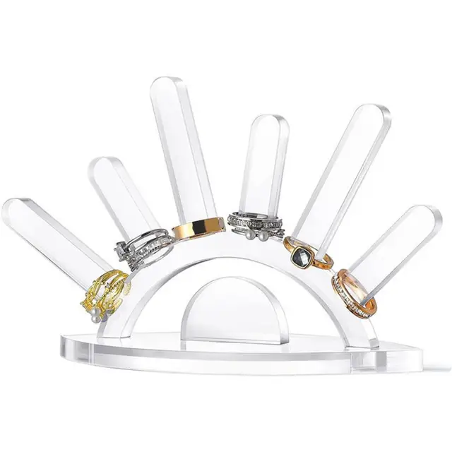 Porta-Anelli In Legno Con Design Malocchio - Espositore Per Gioielli Con 6 Supporti, 5.7x4.1 Pollici - Foto 3