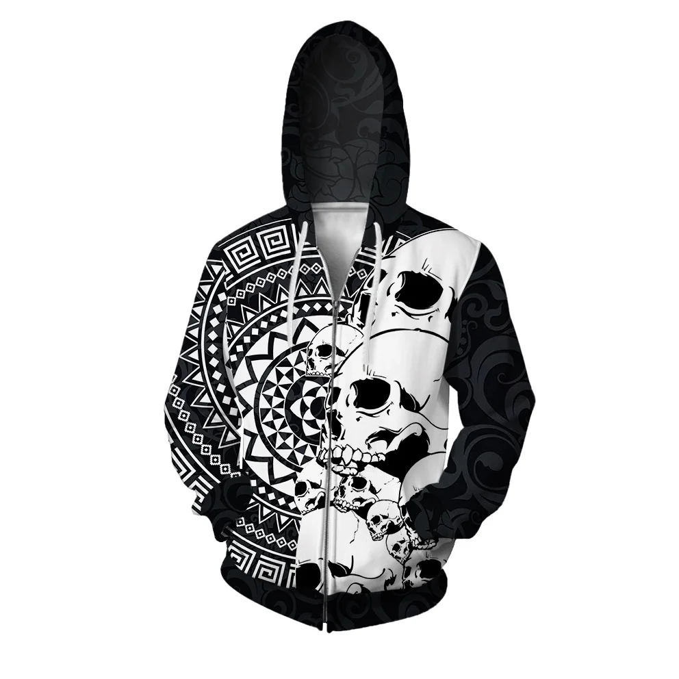thumbnail image 1 of Sudadera con capucha informal de otoño para hombre, sudadera con cremallera, sudadera moderna y versátil, sudadera con capucha de calavera, sudadera con capucha holgada gótica, ropa Ma, 1 of 4