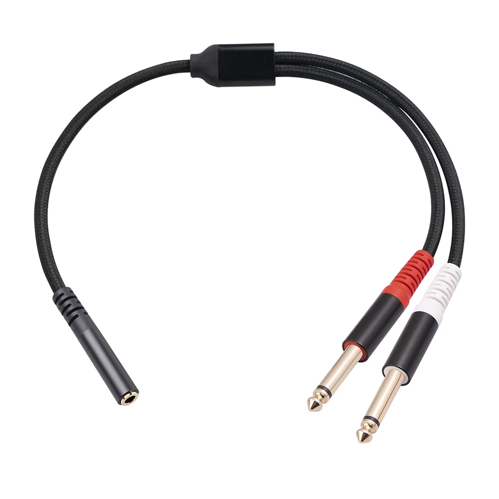 3.5mm To 6.35mm Female To Male Cable 0.3m Stereo To Mono Audio Wires Gold-plated Plug Interface Conversion for Speaker Amplifier