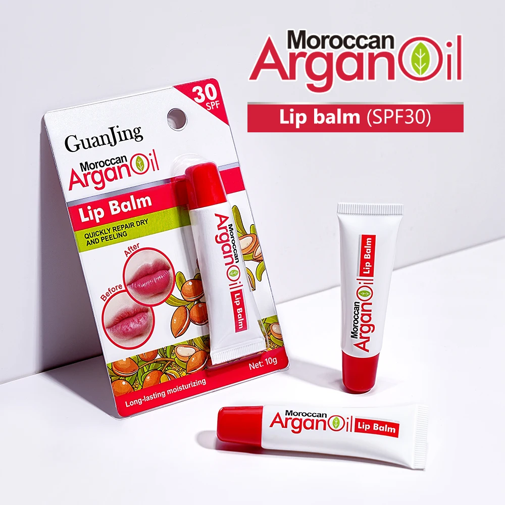 GuanJing Vitamin E Lip Balm 10g Moisturizing Lip Mask Cream Moroccan Argan Oil Lip Gloss Skin Care Quickly Repair Dry 2