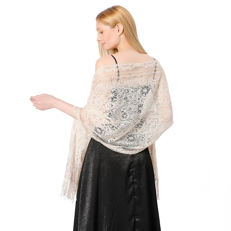 Lace Sequin Shawl For Wedding Long Sparkly Sequin Sheer Tulle Lace