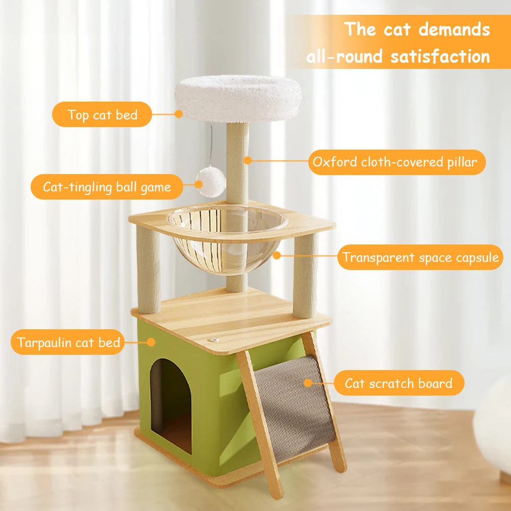 Cat Tree Cat Climbing Frame Multi-layer Cats Towers Cat Scratching Posts with Cat Condos Cat Scratchers Space Capsule