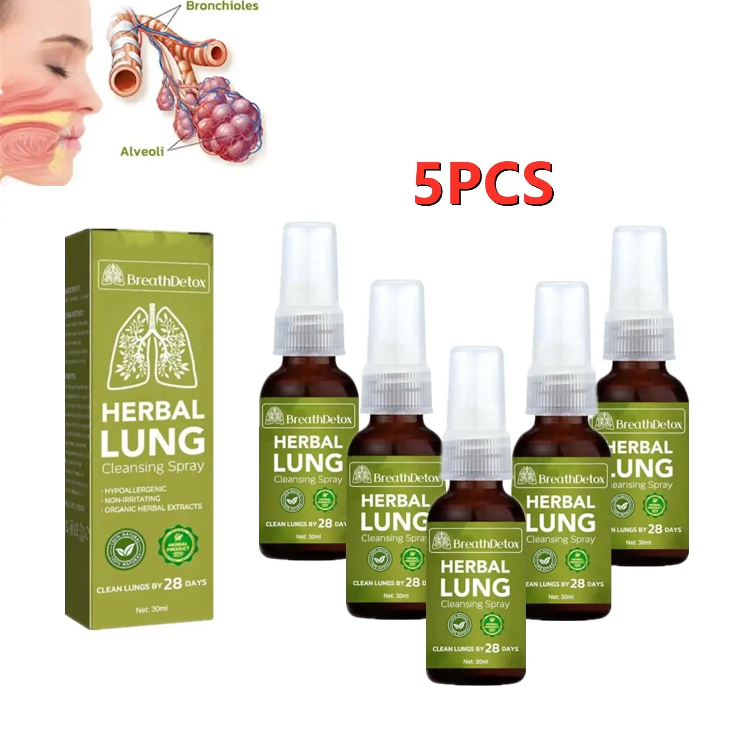 5X Herbal Lung Cleansing Spray Breath Detox Herbal Lung Cleanse Spray, Herbal Lung Cleanse Mist - Powerful Lung Support childlife clinicals lung health healthy lung