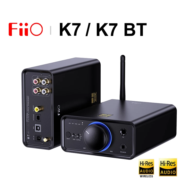 Headphone Amplifier FiiO K7/K7 BT Balanced HiFi Desktop DAC AK4493S*2 XMOS XU208 PCM384kHz DSD256 USB/Optical/Coaxial/RCA Input headphone amplifier stereo amplifier portable dac amplifier audio amp adapter