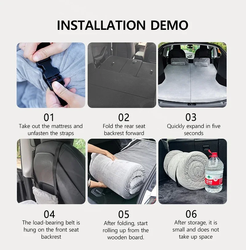 For Tesla Model YJuniper 2025Camping Mattress Foldable Memory Foam Travel Sleepi