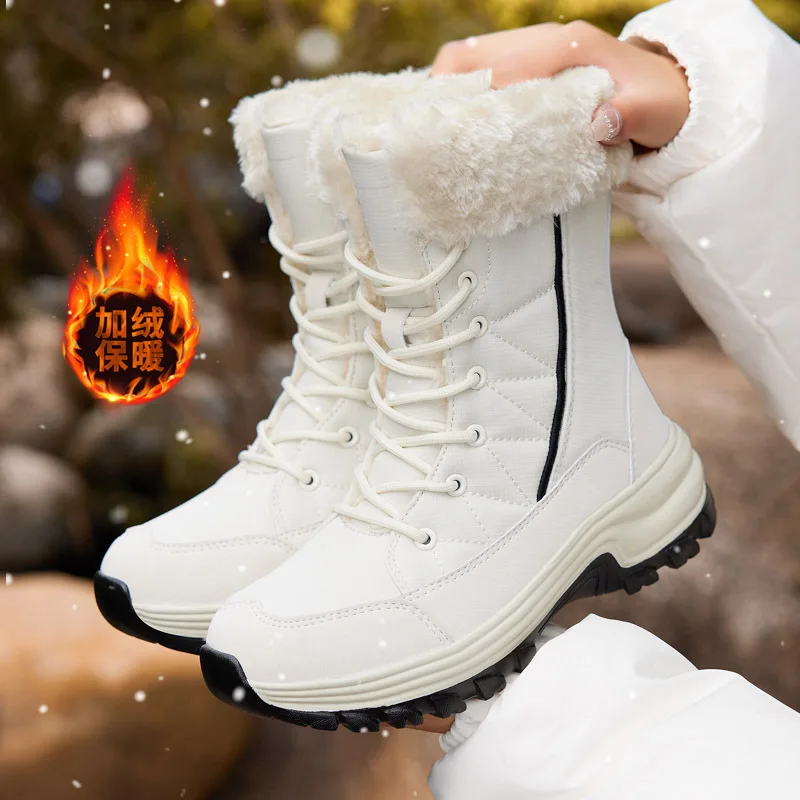 Waterproof Women & Girls Snow Boots Cold Resistance -30℃ Outdoor Female Winter High Shoes Sports Casual Size 36-42